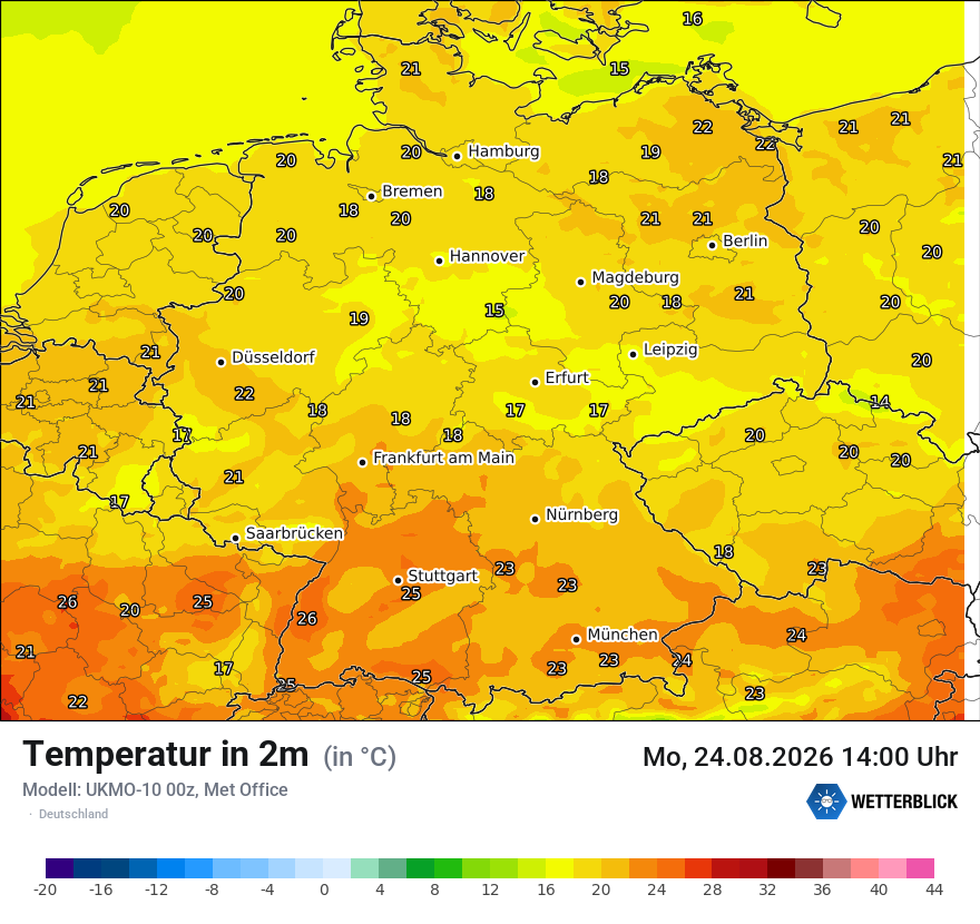 Modellkarte UKMO – t2m – deutschland