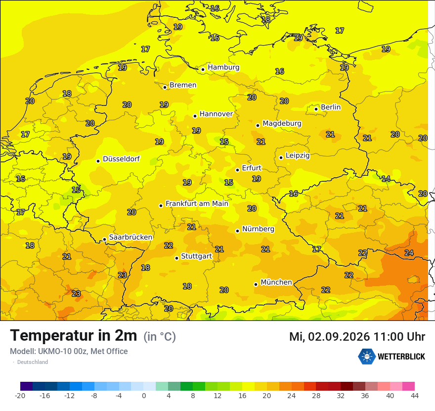 Modellkarte UKMO – t2m – deutschland