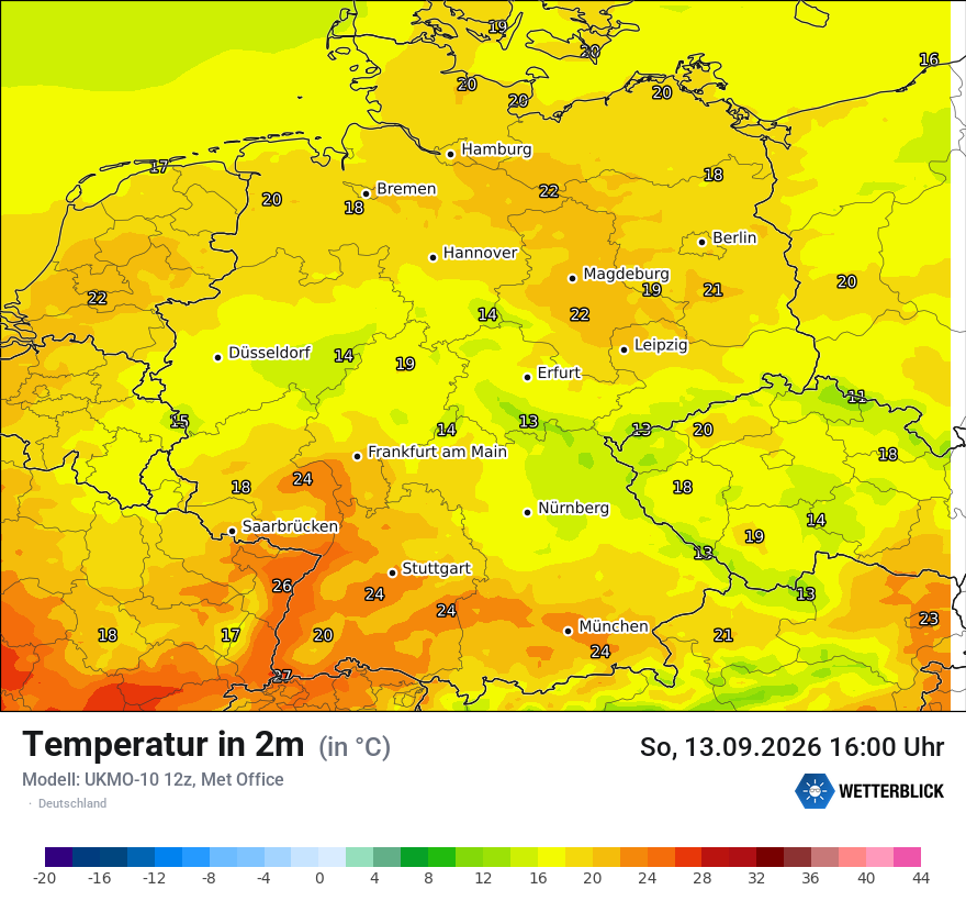 Modellkarte UKMO – t2m – deutschland
