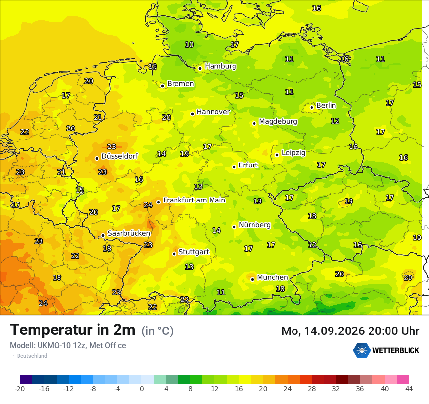 Modellkarte UKMO – t2m – deutschland
