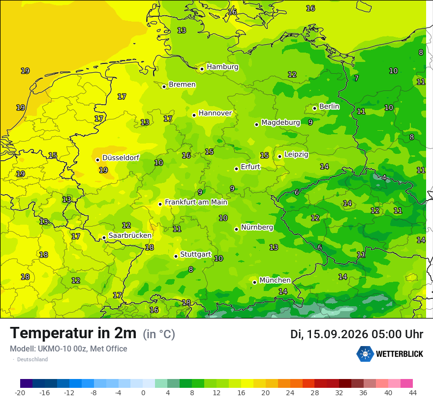 Modellkarte UKMO – t2m – deutschland