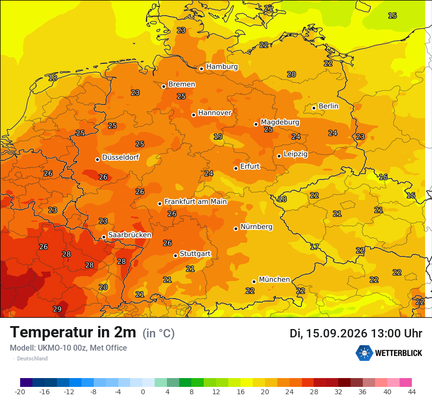 Modellkarte UKMO – t2m – deutschland