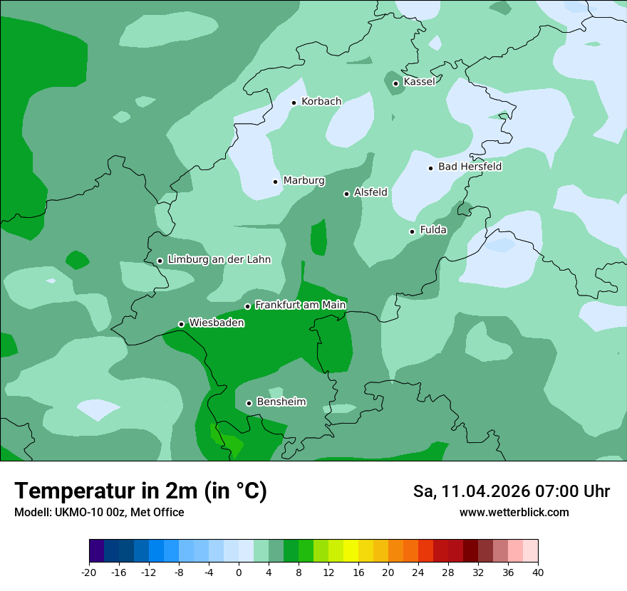 Modellkarte UKMO – t2m – he