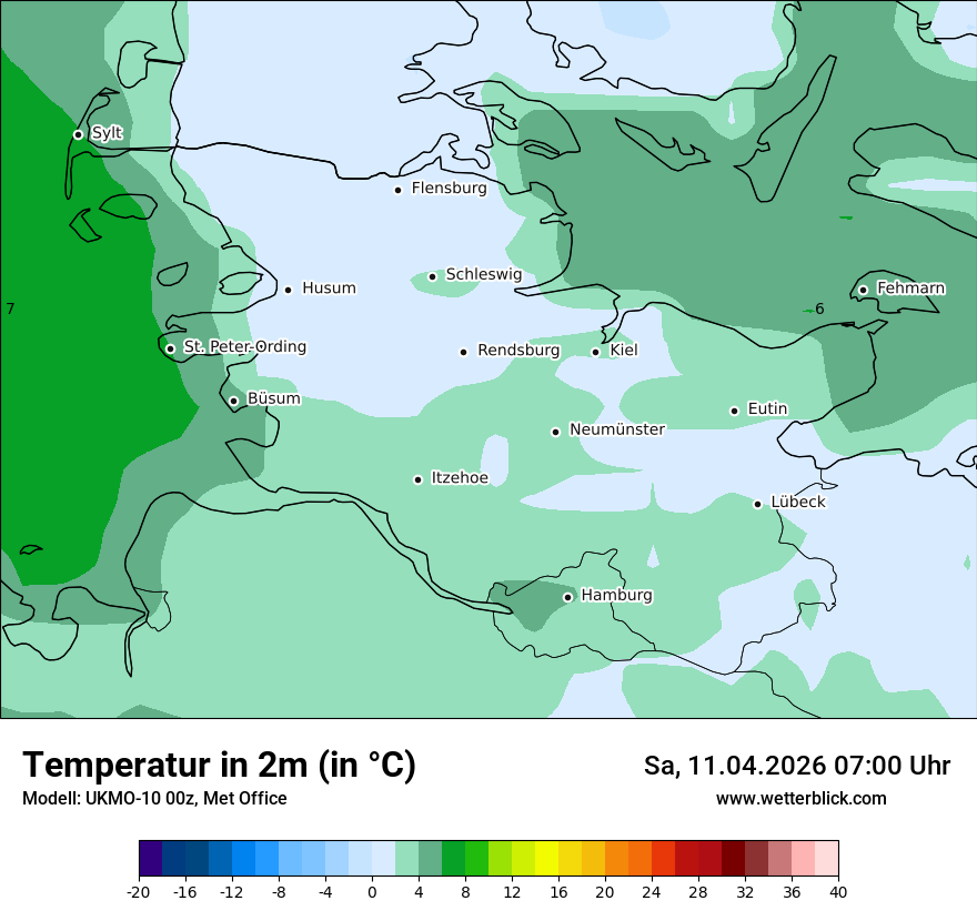 Modellkarte UKMO – t2m – sh