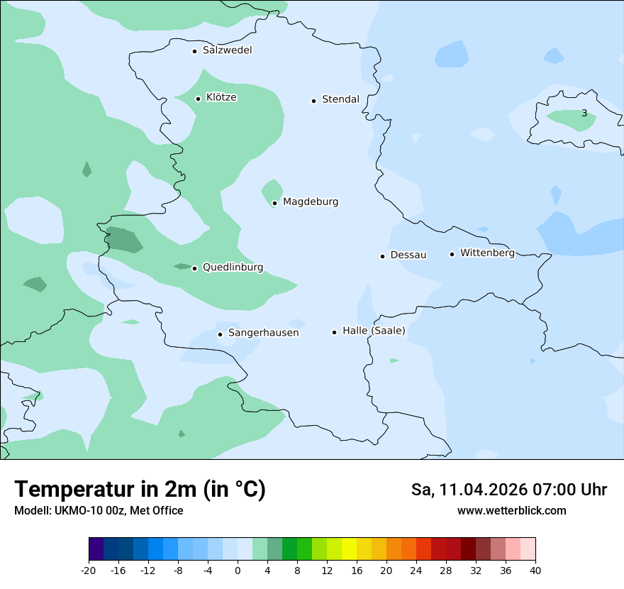 Modellkarte UKMO – t2m – st