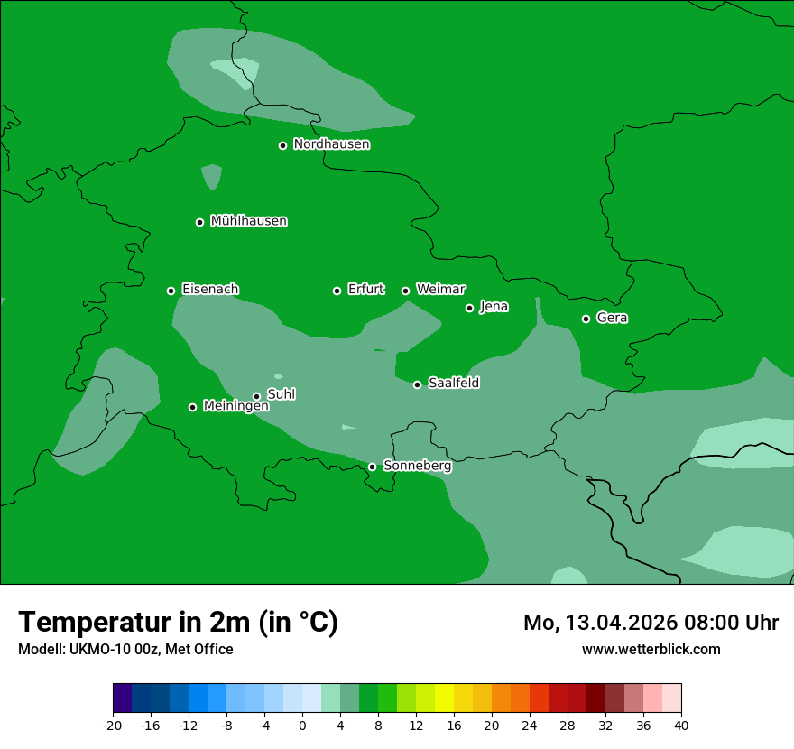 Modellkarte UKMO – t2m – th