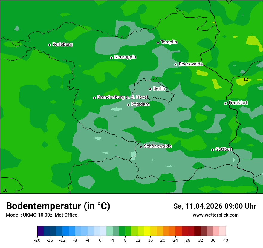 Modellkarte UKMO – t_g – bb