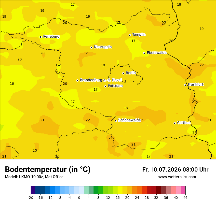 Modellkarte UKMO – t_g – bb