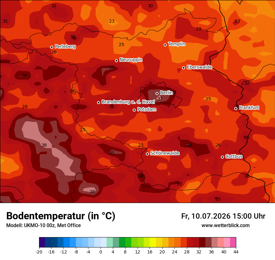 Modellkarte UKMO – t_g – bb
