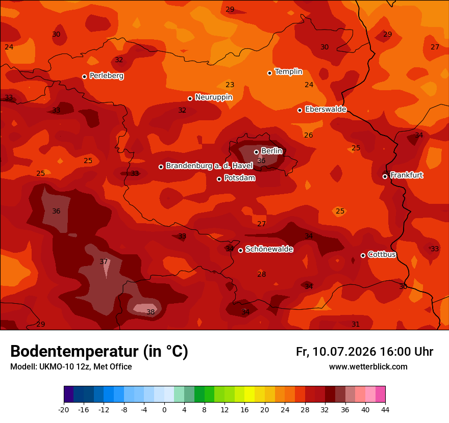 Modellkarte UKMO – t_g – bb