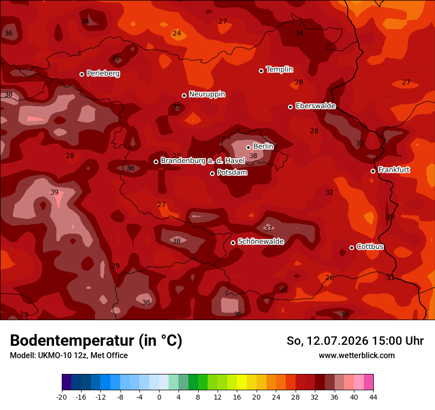 Modellkarte UKMO – t_g – bb