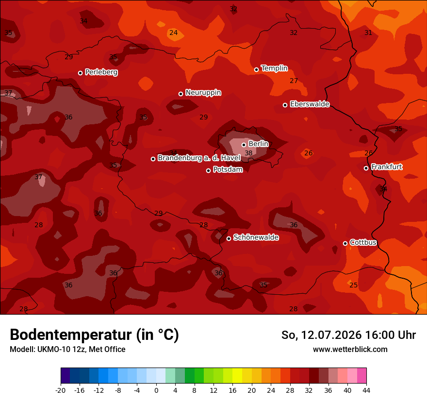 Modellkarte UKMO – t_g – bb