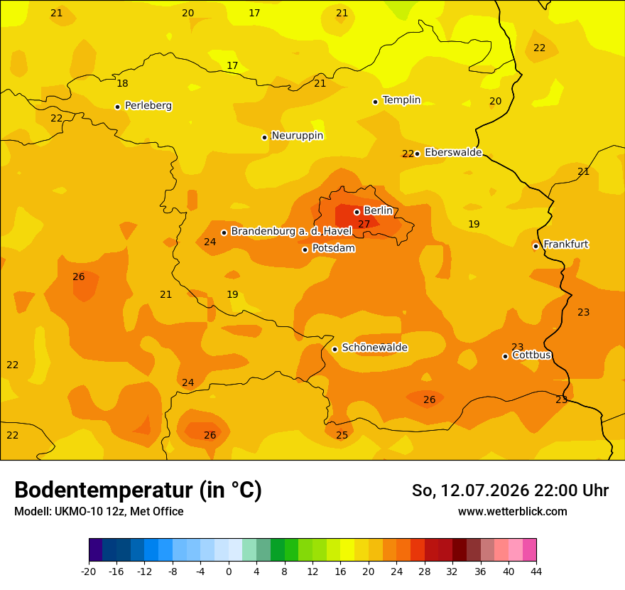 Modellkarte UKMO – t_g – bb
