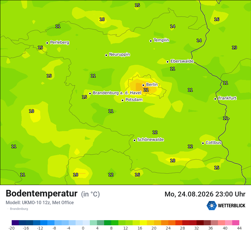 Modellkarte UKMO – t_g – bb