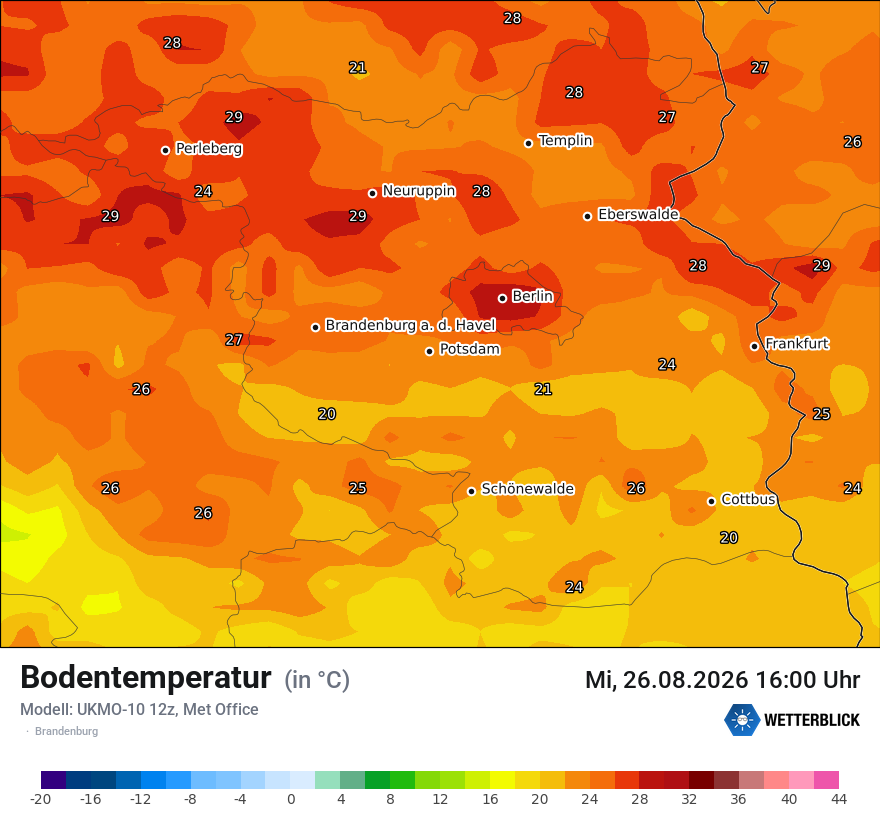 Modellkarte UKMO – t_g – bb