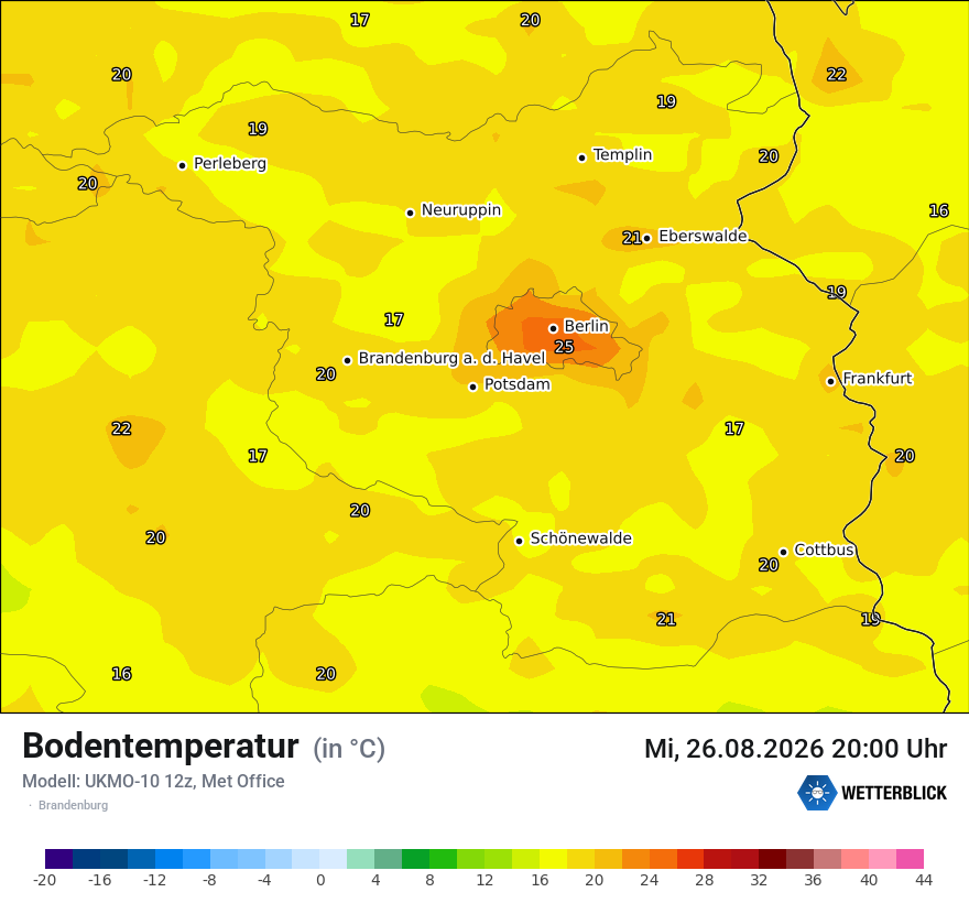 Modellkarte UKMO – t_g – bb
