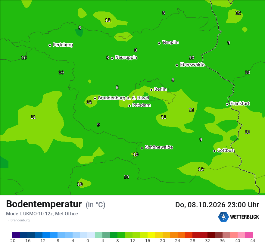 Modellkarte UKMO – t_g – bb