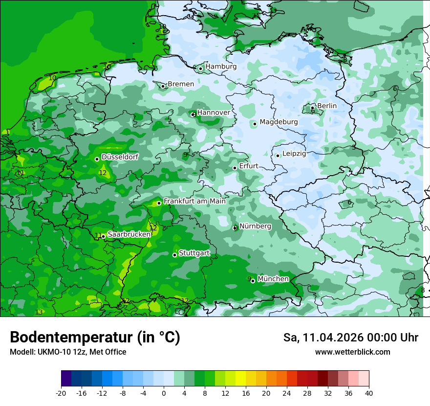 Modellkarte UKMO – t_g – deutschland