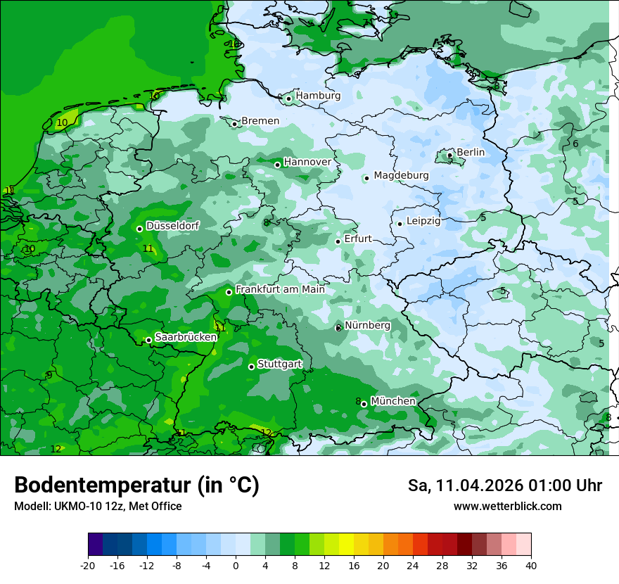 Modellkarte UKMO – t_g – deutschland