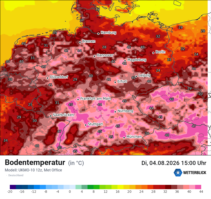 Modellkarte UKMO – t_g – deutschland