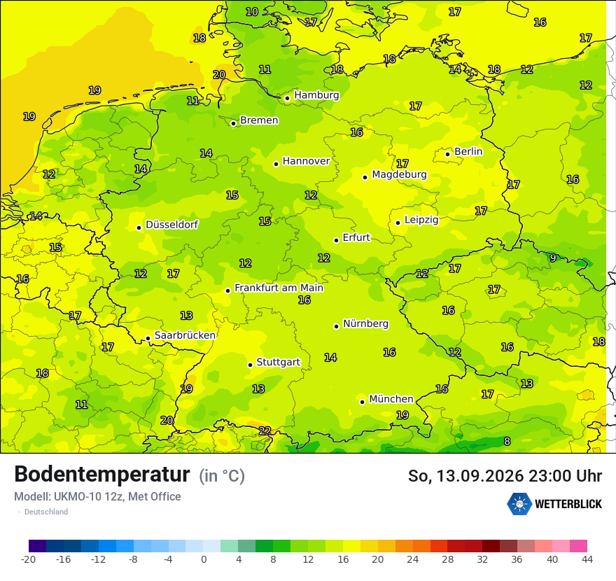 Modellkarte UKMO – t_g – deutschland