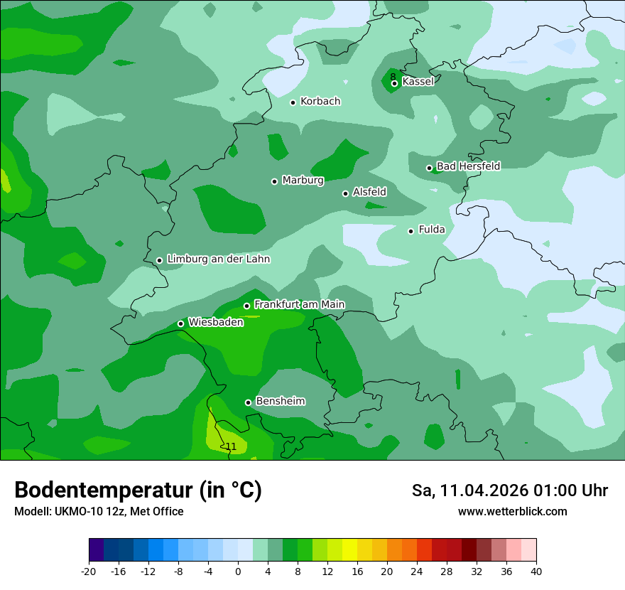 Modellkarte UKMO – t_g – he