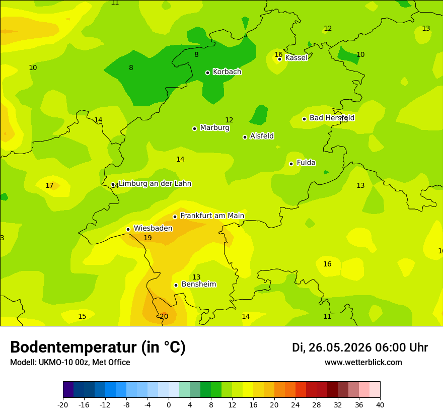 Modellkarte UKMO – t_g – he