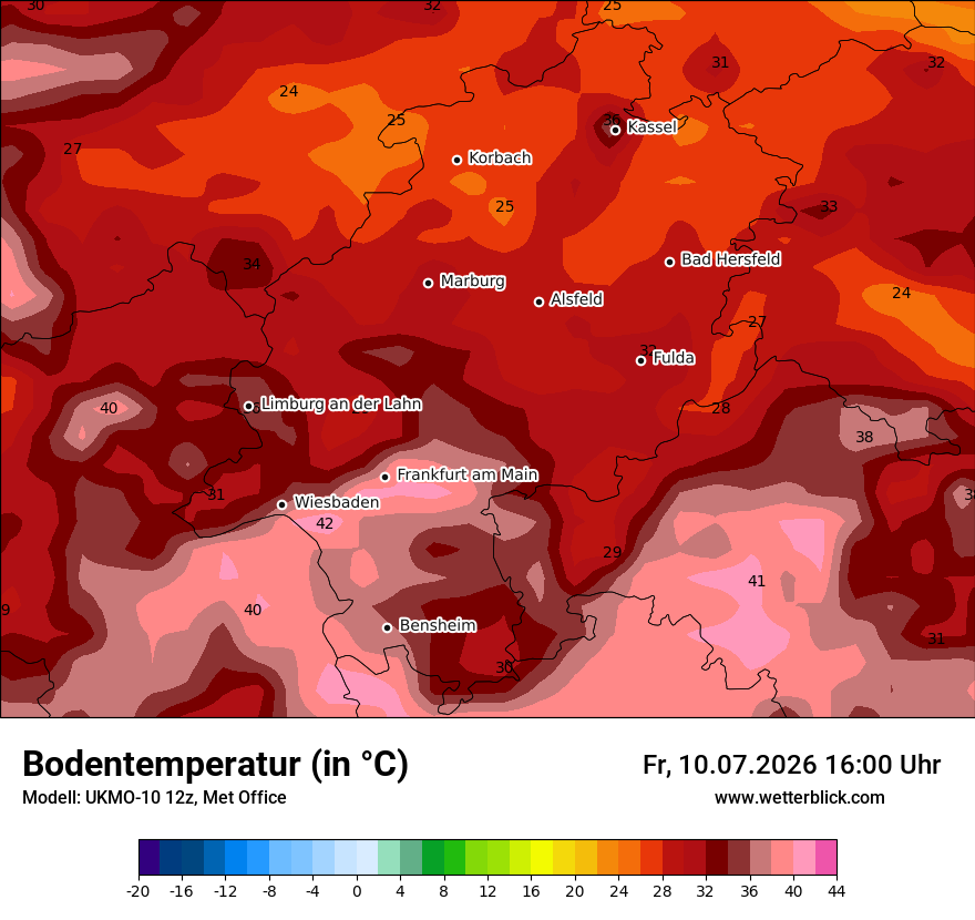 Modellkarte UKMO – t_g – he