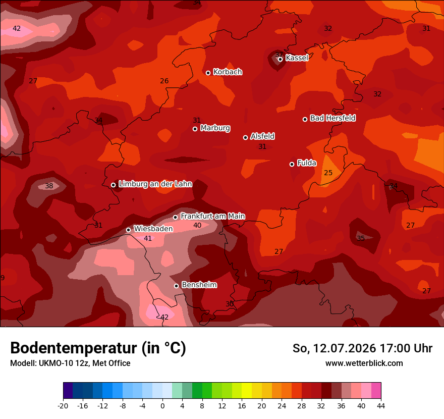 Modellkarte UKMO – t_g – he