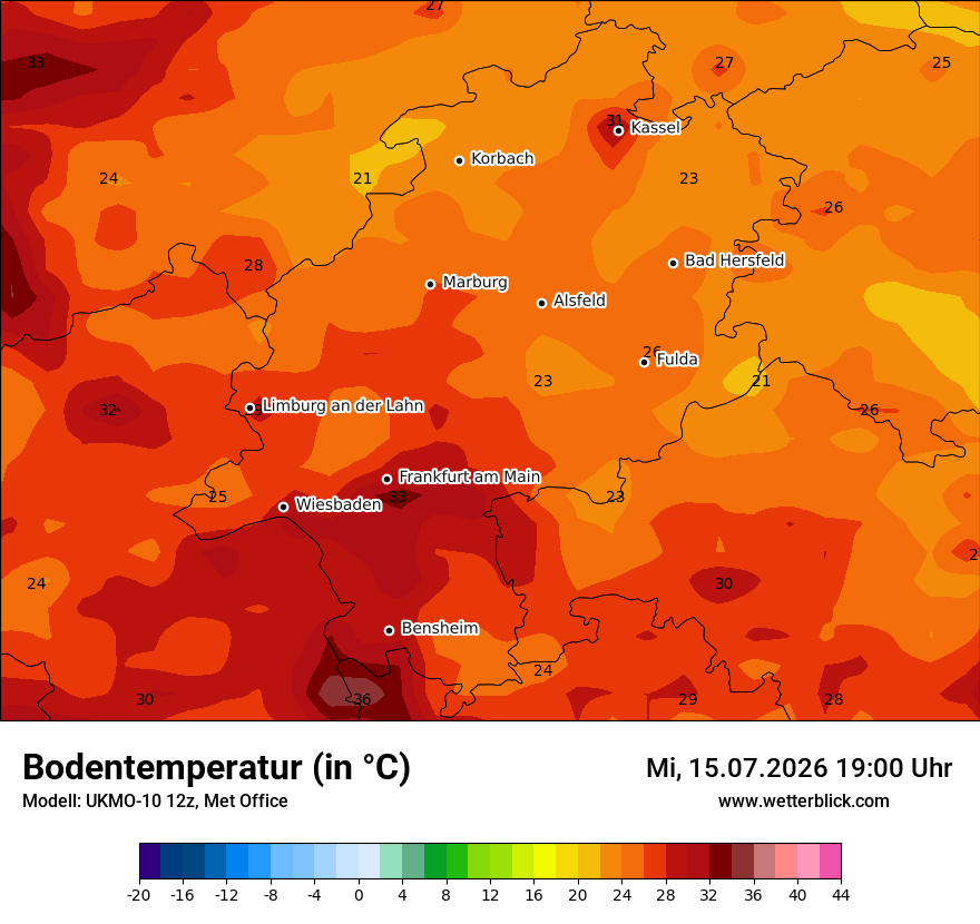 Modellkarte UKMO – t_g – he