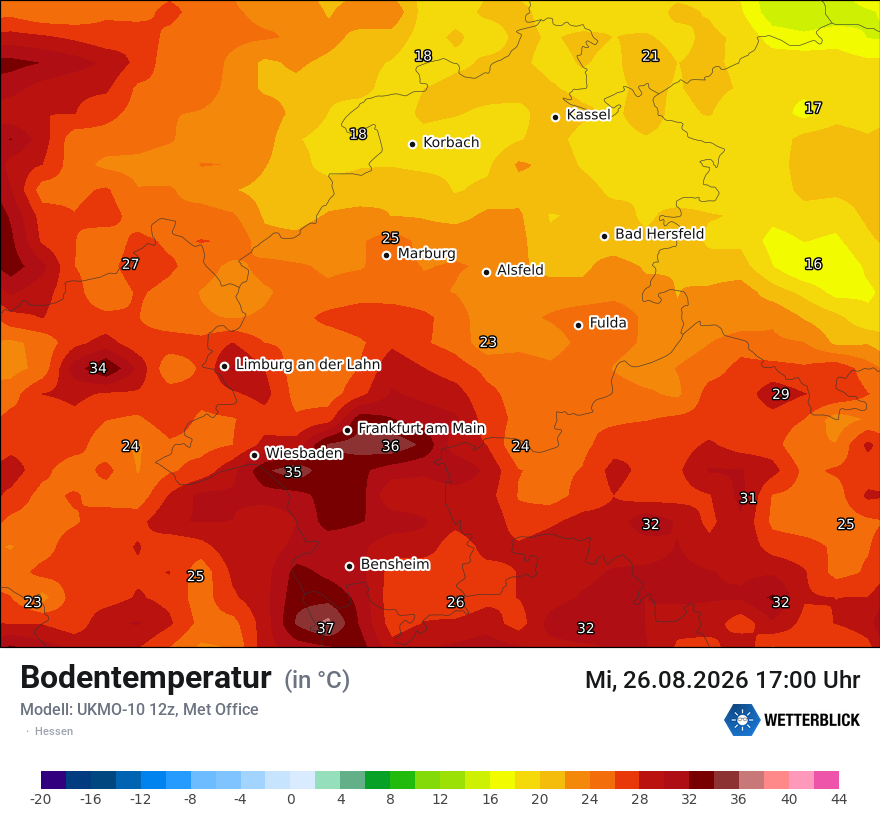 Modellkarte UKMO – t_g – he