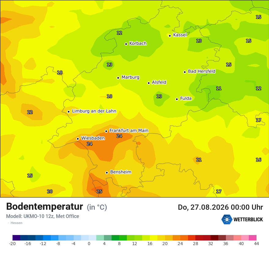 Modellkarte UKMO – t_g – he