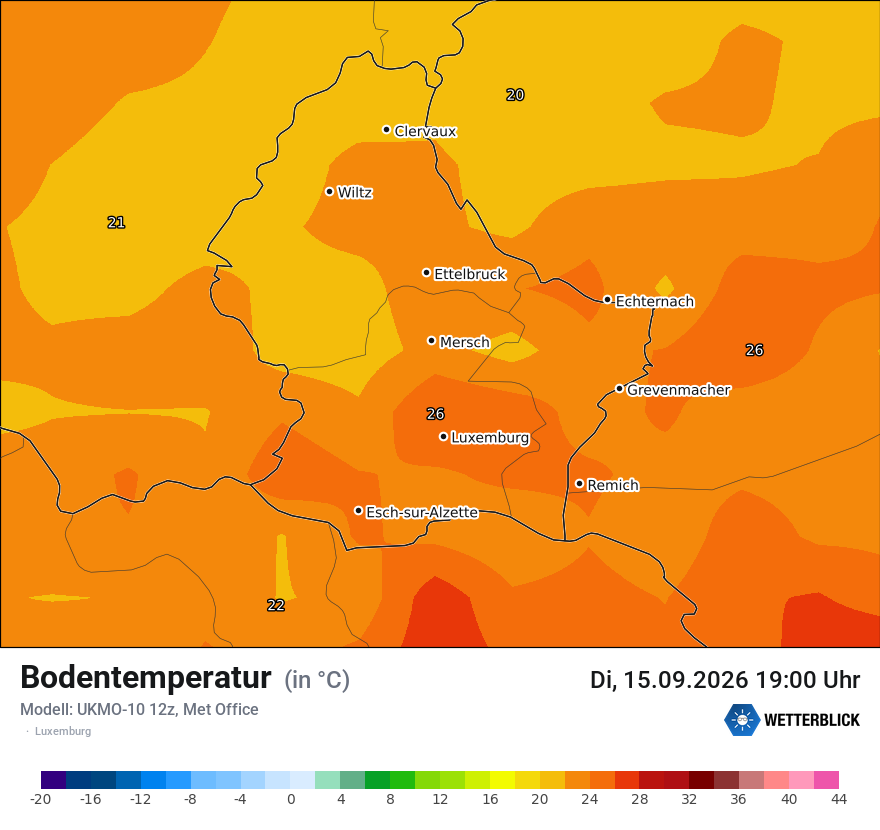 Modellkarte UKMO – t_g – luxemburg