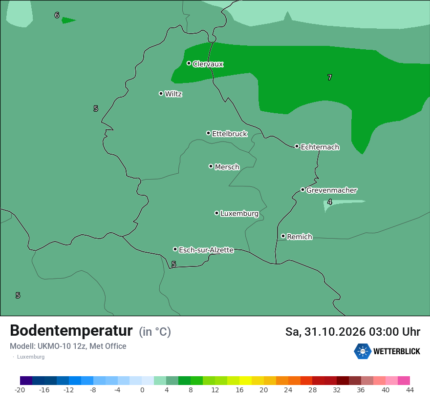 Modellkarte UKMO – t_g – luxemburg