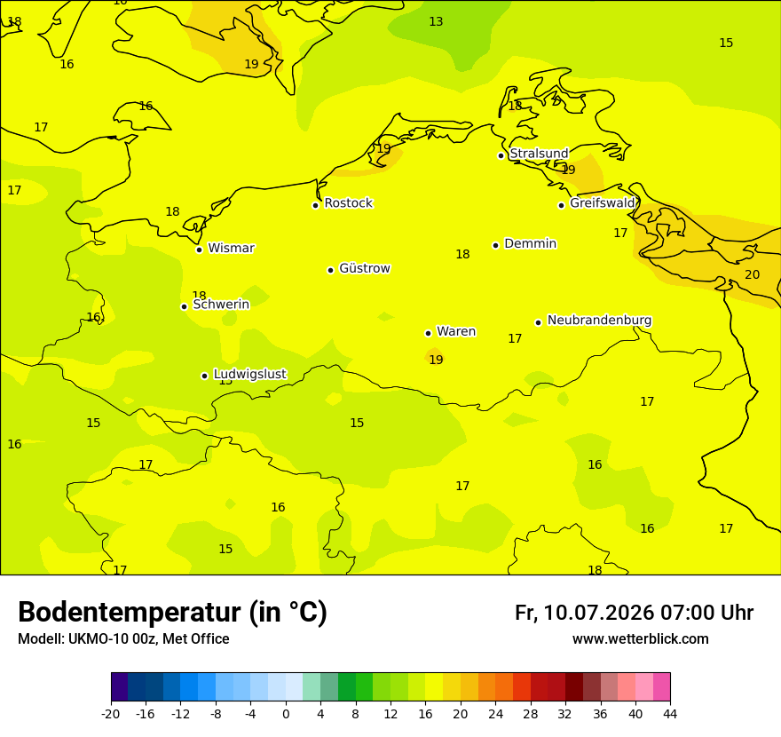 Modellkarte UKMO – t_g – mv