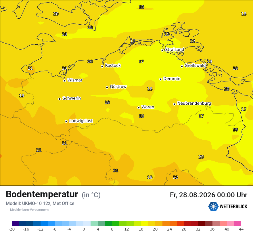 Modellkarte UKMO – t_g – mv