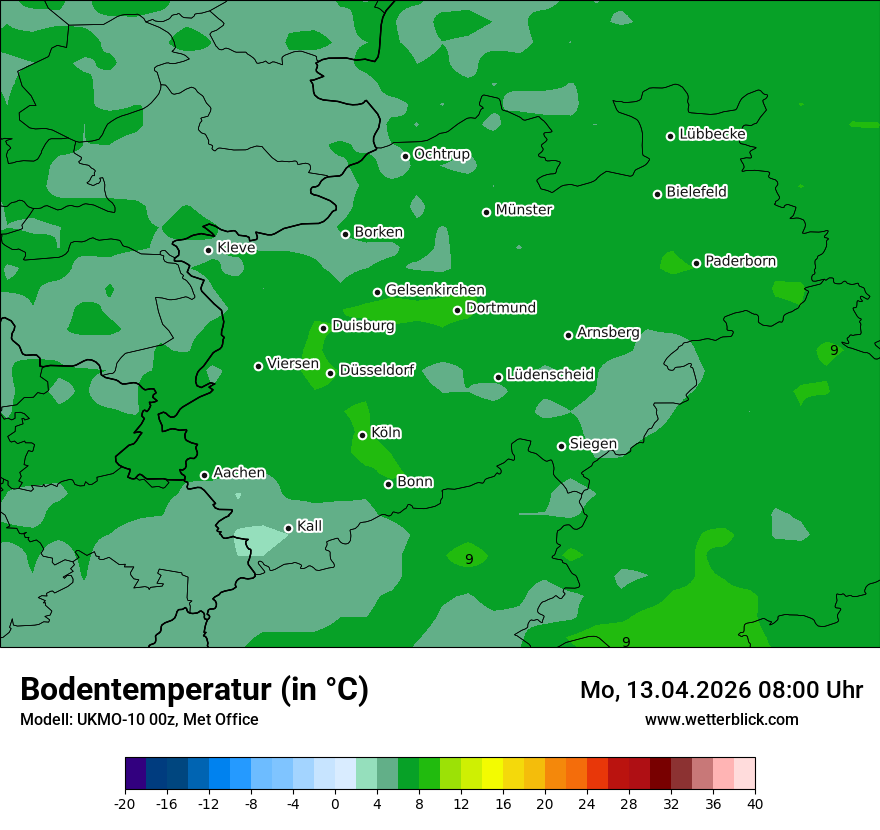Modellkarte UKMO – t_g – nrw