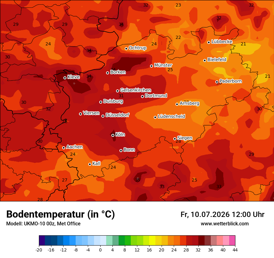 Modellkarte UKMO – t_g – nrw