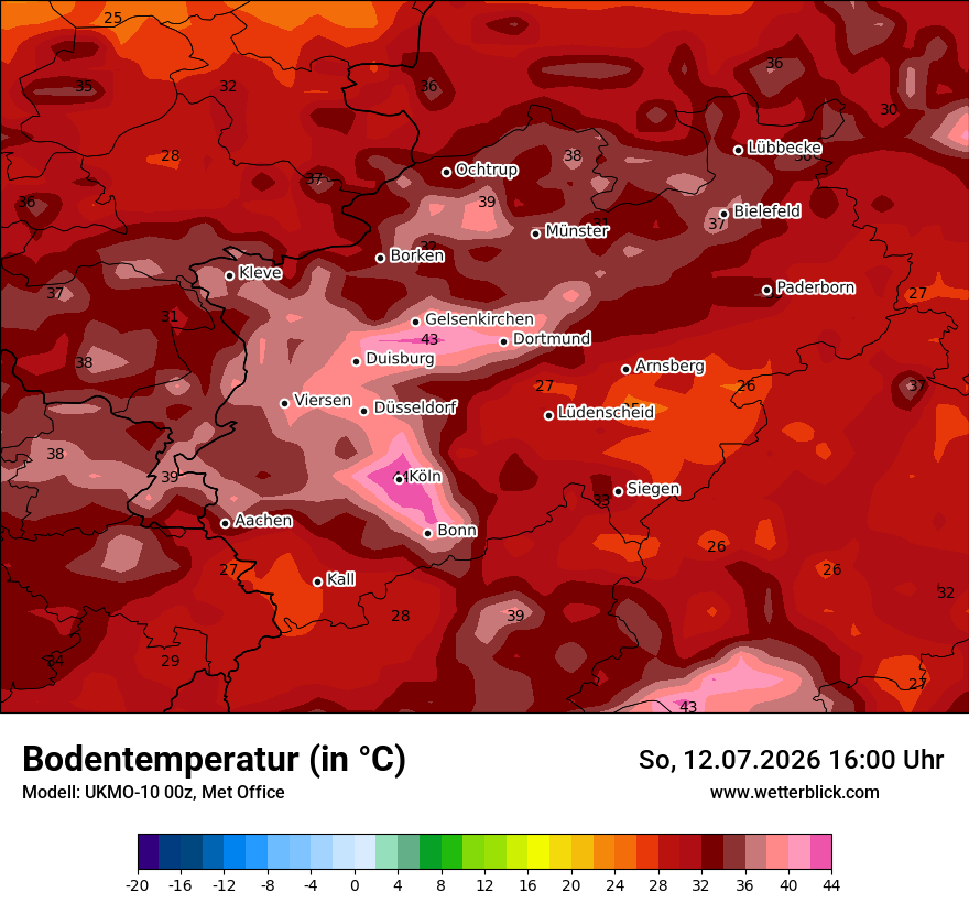 Modellkarte UKMO – t_g – nrw