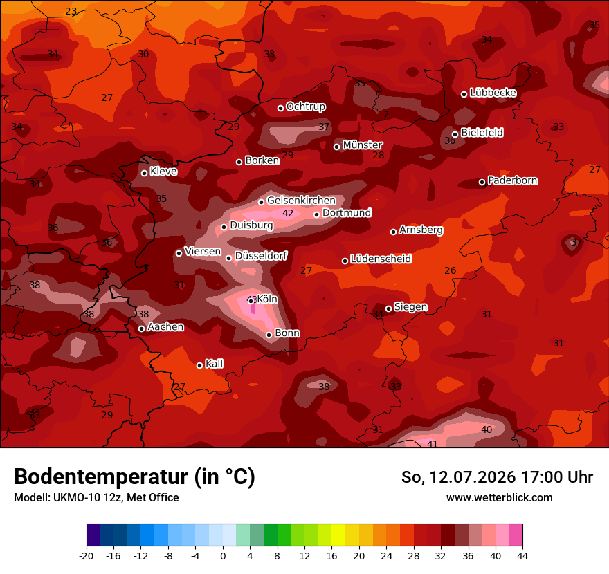 Modellkarte UKMO – t_g – nrw