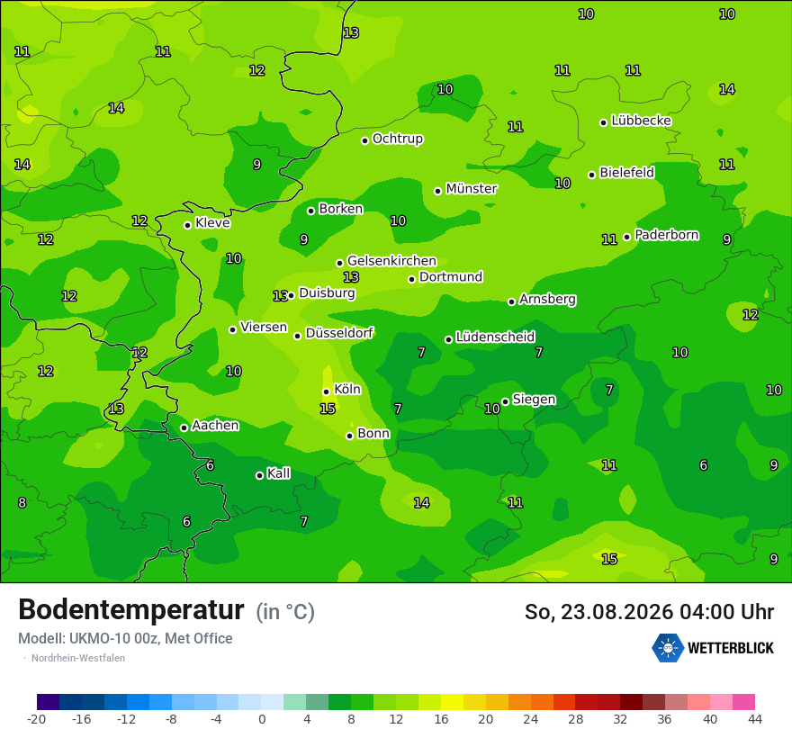 Modellkarte UKMO – t_g – nrw