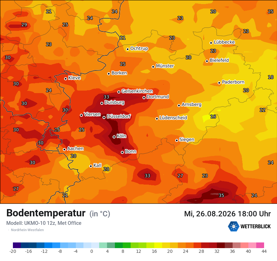 Modellkarte UKMO – t_g – nrw