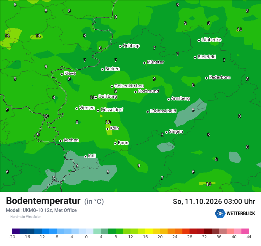 Modellkarte UKMO – t_g – nrw