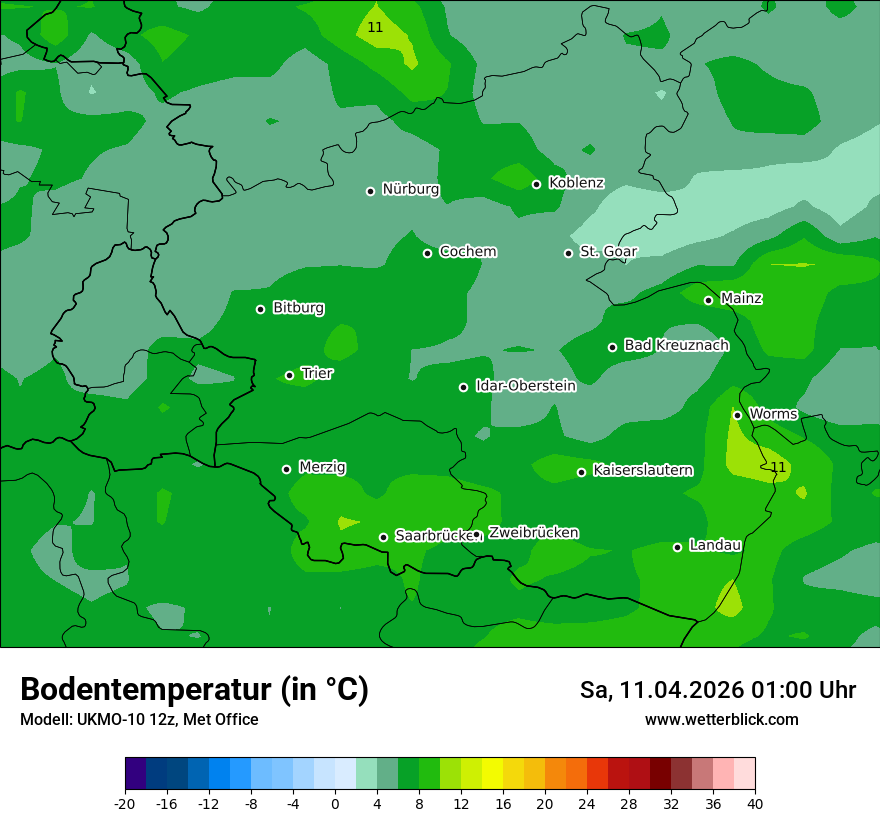 Modellkarte UKMO – t_g – rp