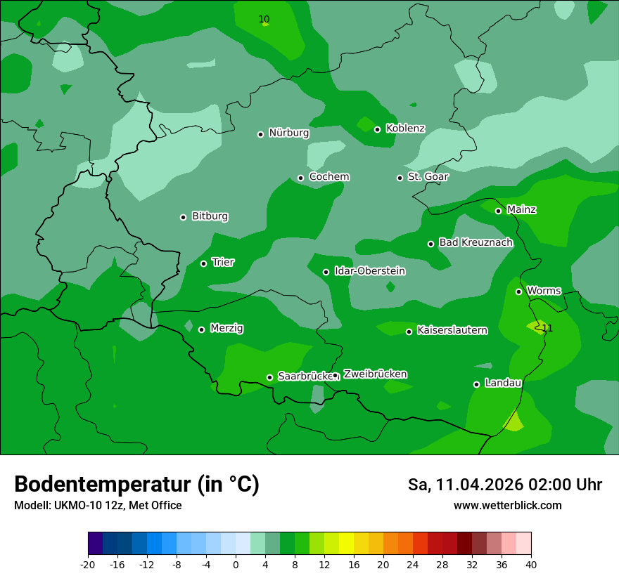 Modellkarte UKMO – t_g – rp