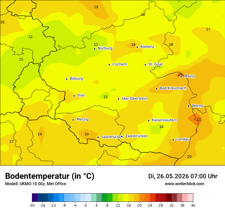 Modellkarte UKMO – t_g – rp