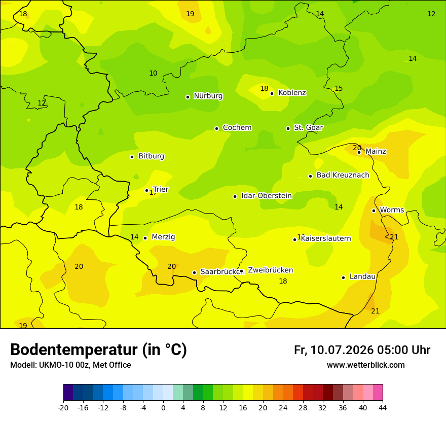 Modellkarte UKMO – t_g – rp