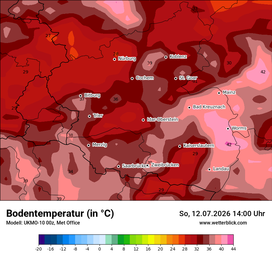 Modellkarte UKMO – t_g – rp