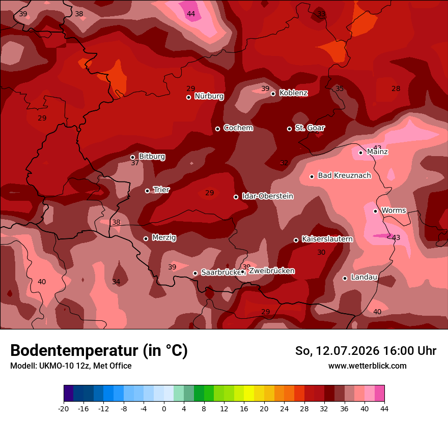 Modellkarte UKMO – t_g – rp
