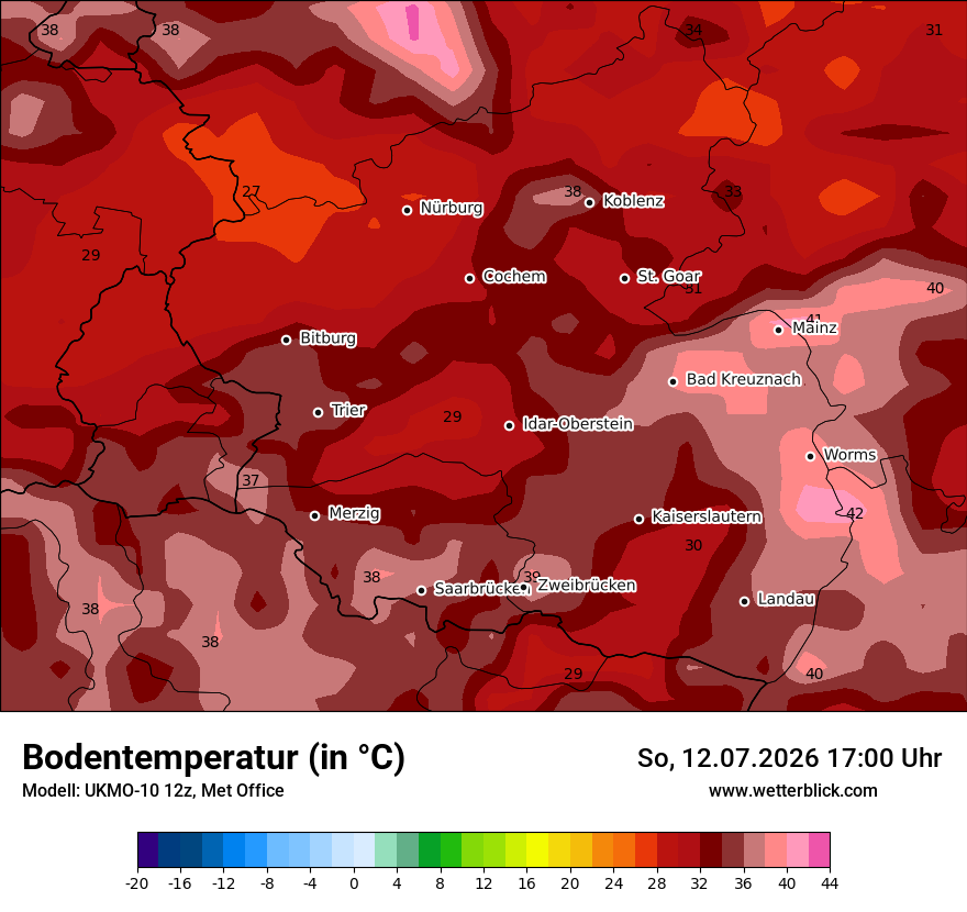 Modellkarte UKMO – t_g – rp